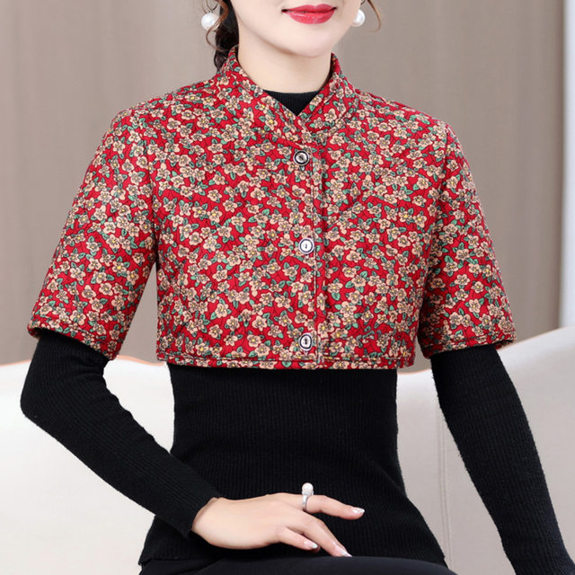 Mother's autumn and winter thickened velvet shoulder pads camel velvet cotton short-sleeved vest for middle-aged and elderly women's cervical vertebra waistcoat shoulders