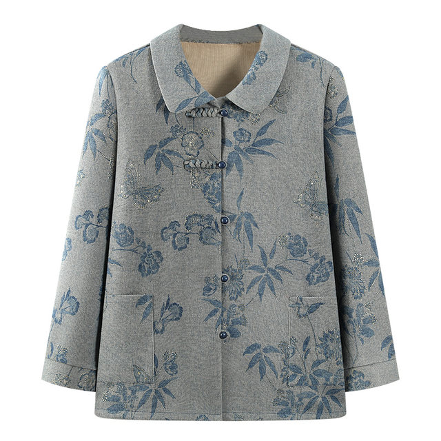 Middle-aged and elderly women's autumn coats, mother's long-sleeved tops, cardigans for the elderly, grandma's spring and autumn thin shirts, lightweight