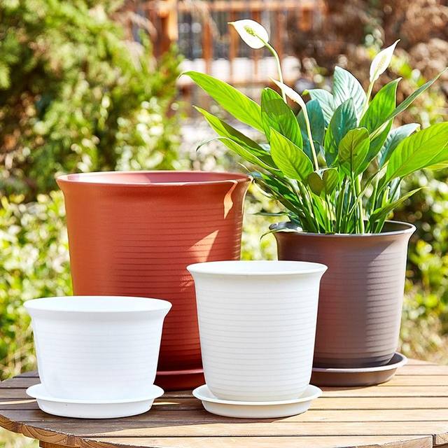 Durable plastic household resin flower pot green plants large courtyard indoor ceramic extra large living room balcony desktop
