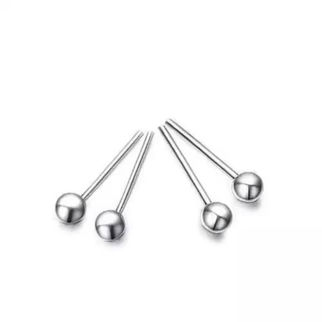 925 silver plated earrings, ear bone nails, ear piercing, silver ear bone nails, mini round beads, silver beans, male and female student earrings