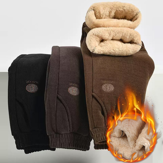 Mother's Corduroy Pants Autumn and Winter Style Plus Velvet Thickened Cotton Pants Large Size Middle-aged and Elderly Women's Outerwear Pants