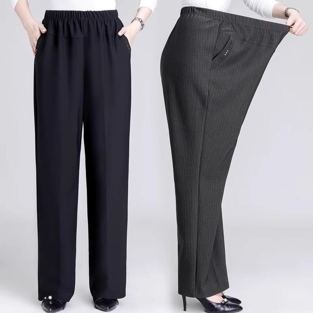 Mother's trousers, spring and autumn, plus fat and plus size for middle-aged and elderly fat grandmothers, autumn and winter velvet plus size trousers for small people