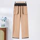 Mother's clothing autumn and winter new velvet thickened woolen pants middle-aged and elderly women's large size high-waisted straight pants black beige