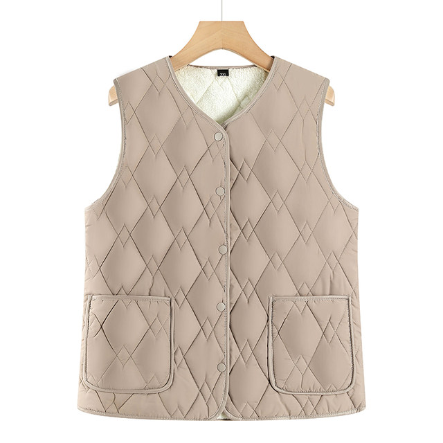 Autumn and winter new style vest for middle-aged and elderly women, velvet thickened vest, cotton coat, mother's warm vest cardigan