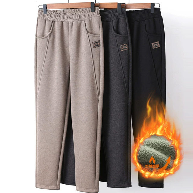 Mom autumn pants middle-aged and elderly fashion casual women's pants middle-aged grandma straight-leg pants autumn and winter plus velvet sports pants