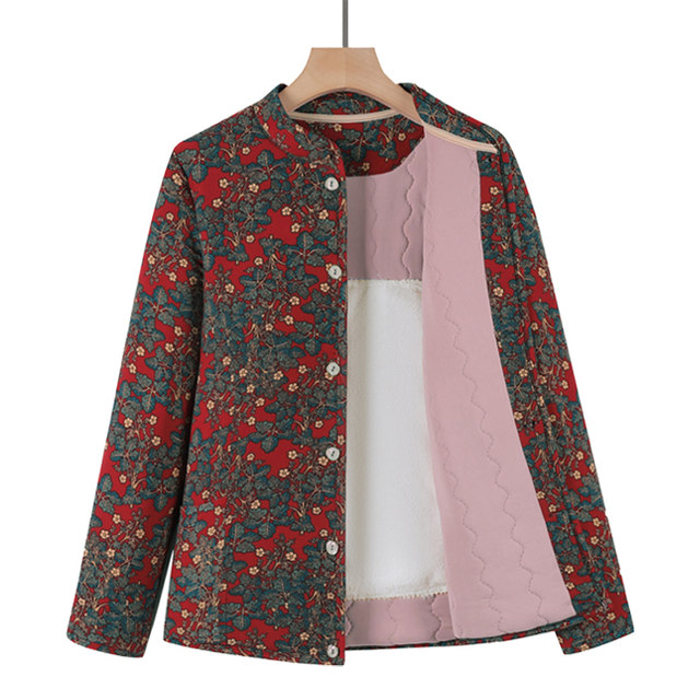 Mother's autumn and winter camel hair thickened cotton coat middle-aged and elderly women's cotton-padded jacket warm liner grandma short coat cotton coat