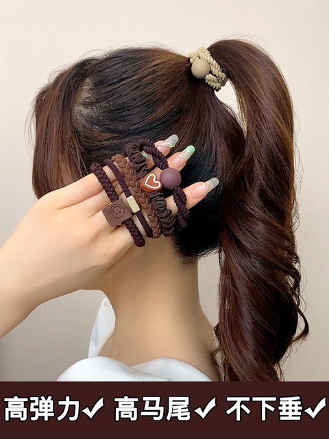 Headband 2024 tied hair simple rubber band women's new high-end temperament high elastic durable leather case hair loop rope