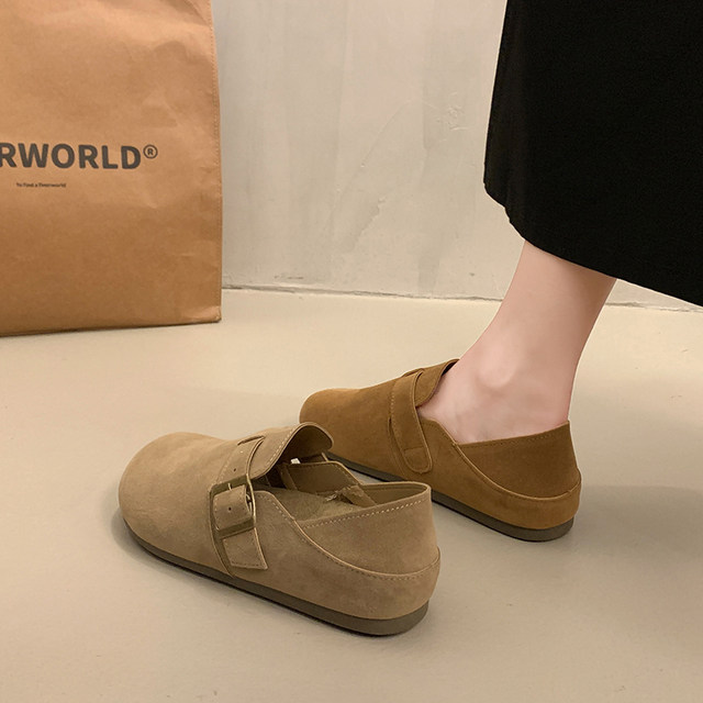 
Can wear pregnant women's Birken Shoes for two women's 2025 new autumn one-footed Boken single shoes casual bean doude loafer shoes