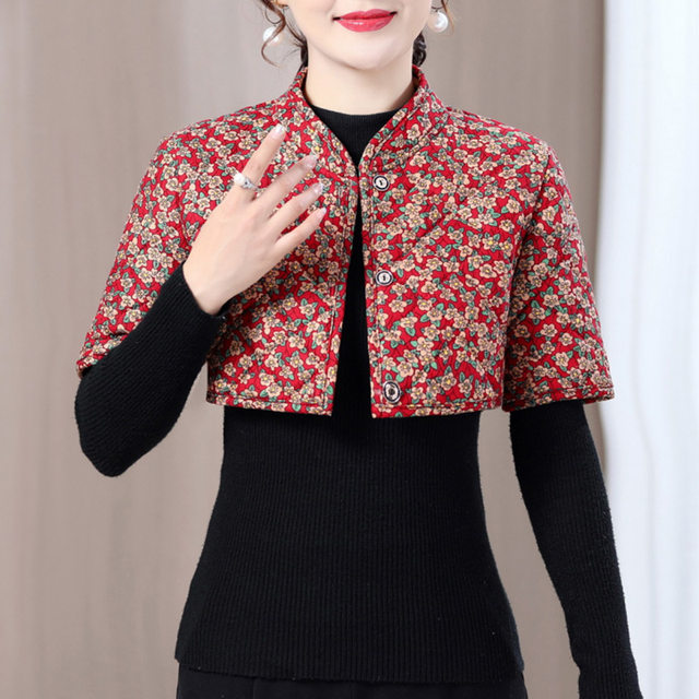 Mother's autumn and winter thickened velvet shoulder pads camel velvet cotton short-sleeved vest for middle-aged and elderly women's cervical vertebra waistcoat shoulders