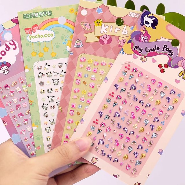 
5D three-dimensional relief children's cartoon luminous nail patch girls nail art stickers luminous stickers cute stickers non-toxic