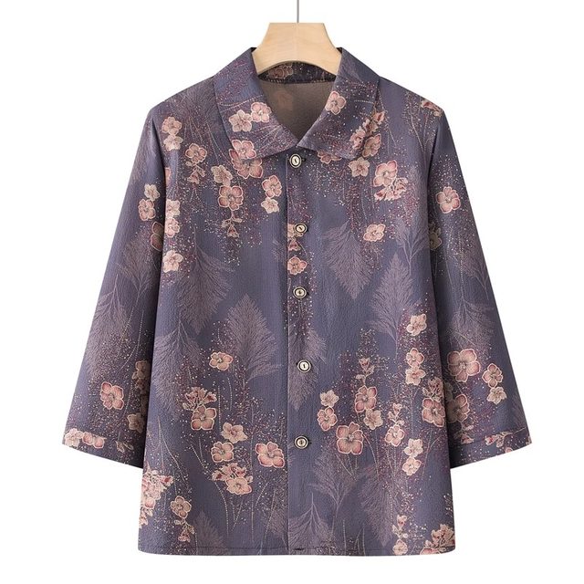 Middle-aged and elderly spring shirt female elderly grandma spring and summer top thin loose mother suit spring old lady
