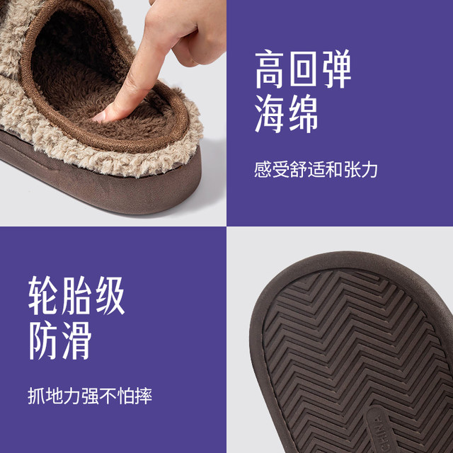 2025 New Cotton Slippers Women's Winter Indoor Home Home Warm Anti-Slip Thick Soled Wool Cotton Slippers Women's Winter