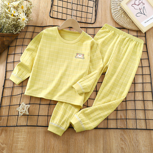Baby autumn clothing set pure cotton spring and autumn pajamas children underwear baby clothes boys autumn pants girls warm
