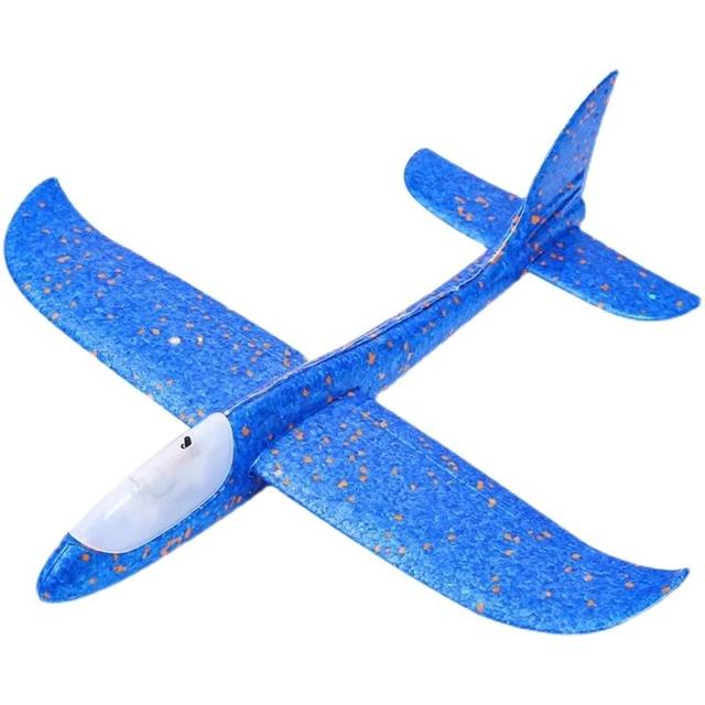Children's luminous hand-thrown airplane toy internet celebrity foam airplane large outdoor assembled gyro model flying realistic