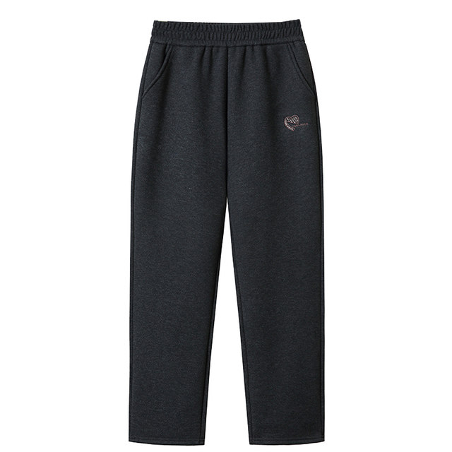 Mom pants in autumn and winter new style wool straight casual pants loose middle-aged and elderly grandma pants plus velvet thickened trousers