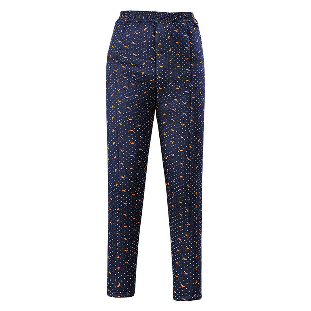 Middle-aged and elderly women's winter style grandma's wear warm cotton pants plus velvet and thickened loose mother's floral pants for outer wear