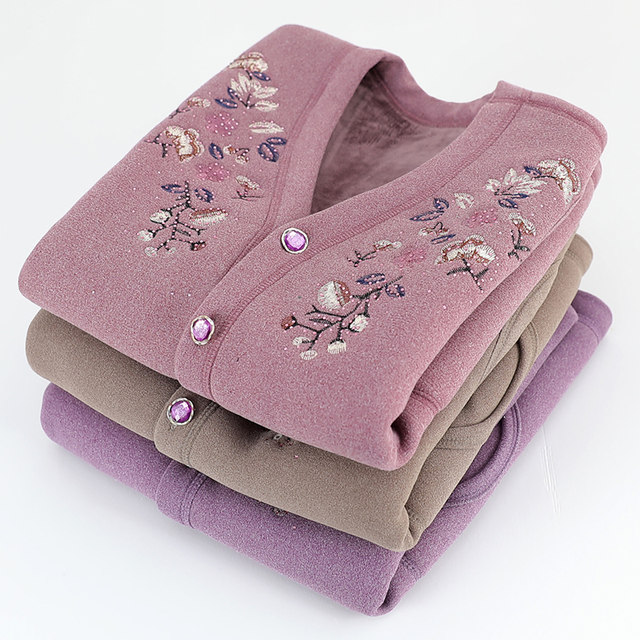 Middle-aged and elderly women's autumn and winter vests, grandma's thickened velvet vests, mother's winter style vests for the elderly, cardigans