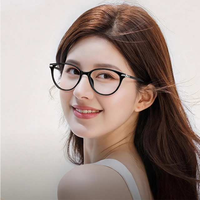 Zhao Lusi's same style glasses with large frame and cat eyes for myopic women can be equipped with ultra-light anti-blue light glasses frame without makeup.