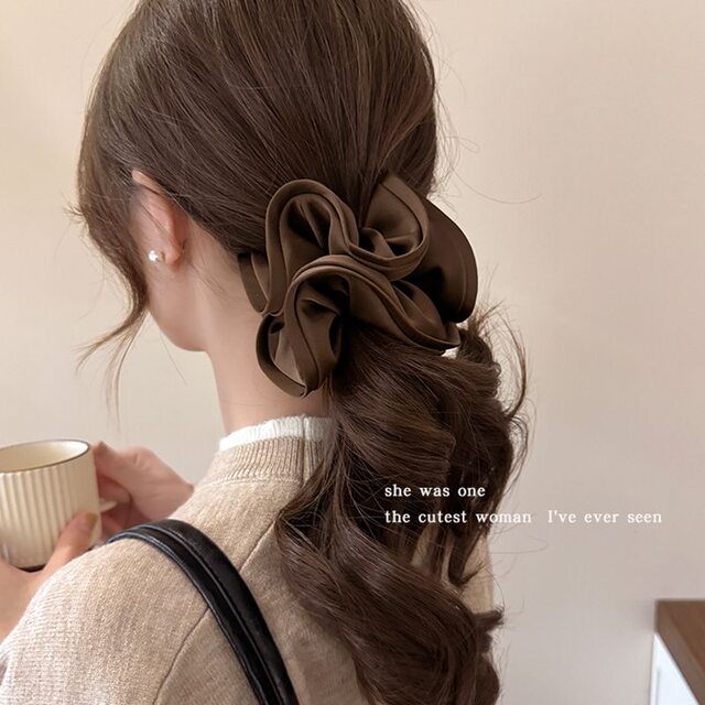 Large intestine hair tie Korean style high-end sense fungus edge satin headband 2025 new ball head high elastic hair rope