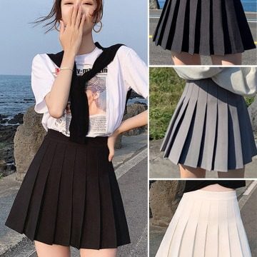 Four season Korean version of safety pants + zipper + button pleated skirt JK uniform skirt versatile skirt short skirt
