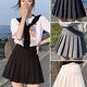 Four season Korean version of safety pants + zipper + button pleated skirt JK uniform skirt versatile skirt short skirt
