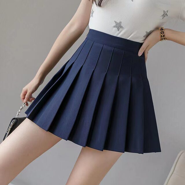 Safety pants+zipper+button pleated skirt jk uniform Korean version of fashion student skirt wild skirt short skirt

