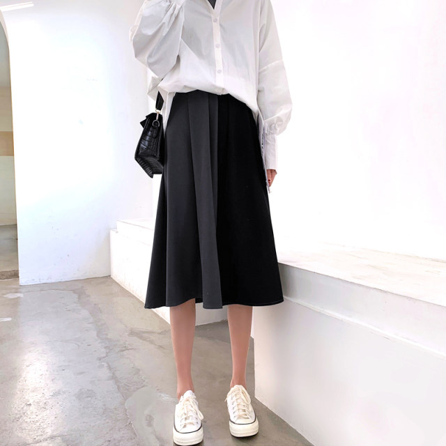 Irregular skirt for women A-line fat mm hips with high waist large size slim and versatile splicing mid-length drooping skirt