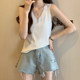 Outer V-neck suspender women's large size fat mm loose slim sleeveless top 2024 summer new style inner vest