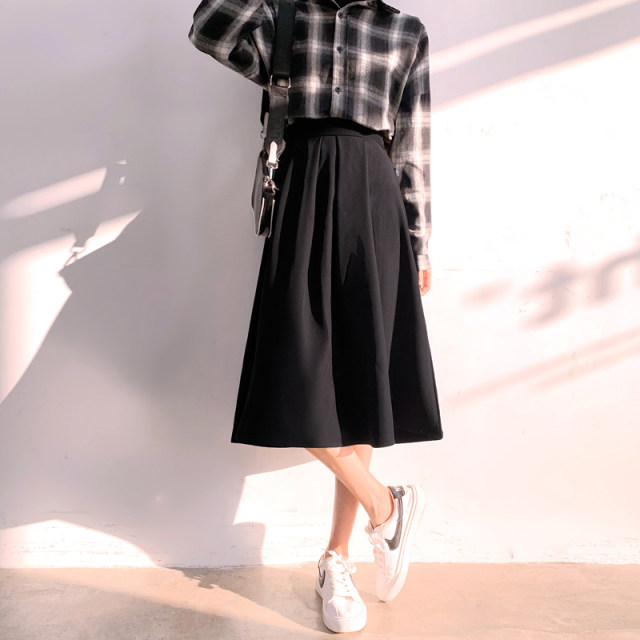 Irregular skirt for women A-line fat mm hips with high waist large size slim and versatile splicing mid-length drooping skirt