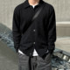 MRCYC simple and versatile knitted cardigan men's autumn and winter shirt collar sweater jacket Korean loose solid color top
