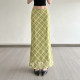 HEYOUNGIRL Summer Mambo Contrast Color Checker Green Mesh Skirt Fresh Retro Vintage Hip-cover Long Skirt