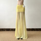 HEYOUNGIRL Seaside atmosphere mesh slit yellow skirt vacation style versatile sexy hip-covered long skirt