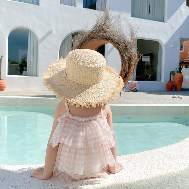 Children's swimsuit girl plaid split skirt baby's foreign swimsuit princess lace skirt bikini bikini
