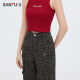 Sanfu vest 2025 summer embroidery design slim short I-line top women's clothing 495898
