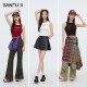 Sanfu vest 2025 summer embroidery design slim short I-line top women's clothing 495898
