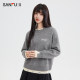 Sanfu pullover sweater for women 2025 spring design contrast color fake two-piece fashion red top women's clothing 494590