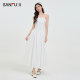 Sanfu Dress 2025 Summer Simple Wrinkled Waist Scattered Vest Skirt Long Skirt Women's Clothing 498356

