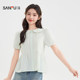 Sanfu short-sleeved shirt 2025 new summer sweet style doll collar lapel lantern sleeve top women's clothing 841939