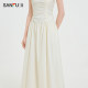 Sanfu Dress 2025 Summer Simple Wrinkled Waist Scattered Vest Skirt Long Skirt Women's Clothing 498356
