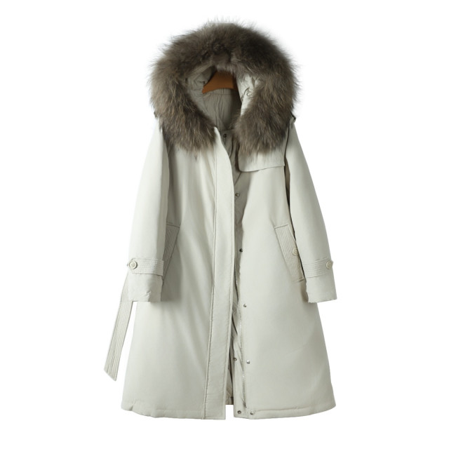 Winter raccoon fur collar trendy hooded version A version two sides wearing parka down jacket women 868 Yao
