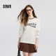 Semir long-sleeved T-shirt women's letter contrast round neck retro fashion spring loose raglan sleeve pullover personality trend