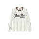 Semir long-sleeved T-shirt women's letter contrast round neck retro fashion spring loose raglan sleeve pullover personality trend