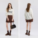 Semir long-sleeved T-shirt women's letter contrast round neck retro fashion spring loose raglan sleeve pullover personality trend