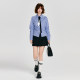 Girlhalo American retro long-sleeved shirt for women in autumn new casual blue and white plaid waist-hugging slimming top