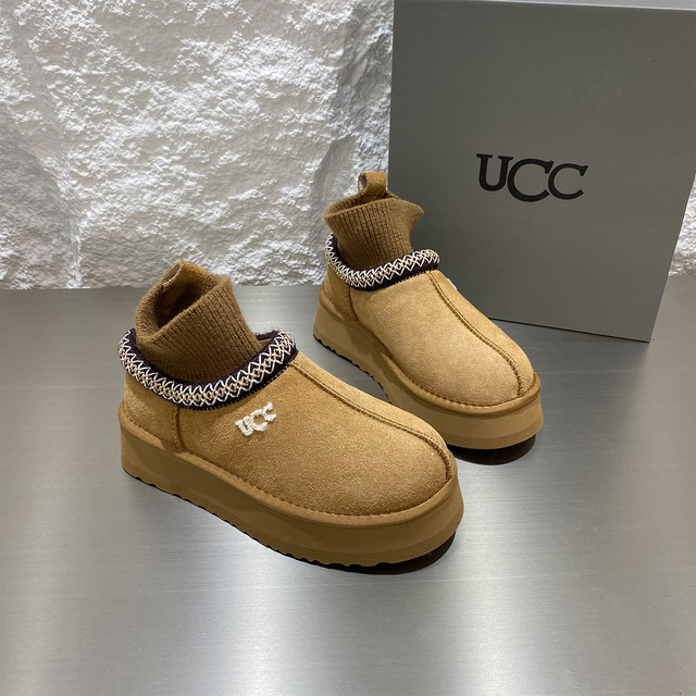 
2025 winter new ethnic style genuine leather thick sole plus velvet warm snow boots Boken Baotou Northeast bread shoes