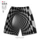 Trendy geometric spiral dizziness pattern naked eye 3D fun large size shorts men's and women's summer 0018 design without boundaries