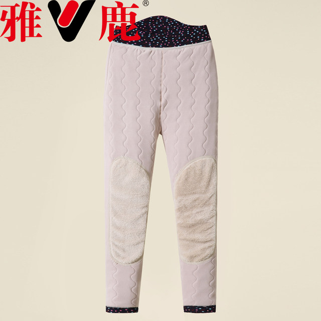 Yalu Mama Plus Fleece Thickened Cotton Pants Winter High Waist Straight-Legged Pants Middle-aged and Elderly Women's Pants Lamb Fleece Fashionable Warm Pants
