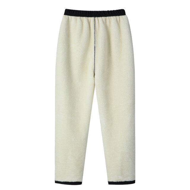 Yalu mother cotton pants plus velvet thickened winter high -waisted straight pants middle -aged female pants lamb cashmere elderly warm pants
