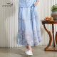 Igyjia 2024 Summer new wild ladies national style printed fold medium long skirt female EnxQ001
