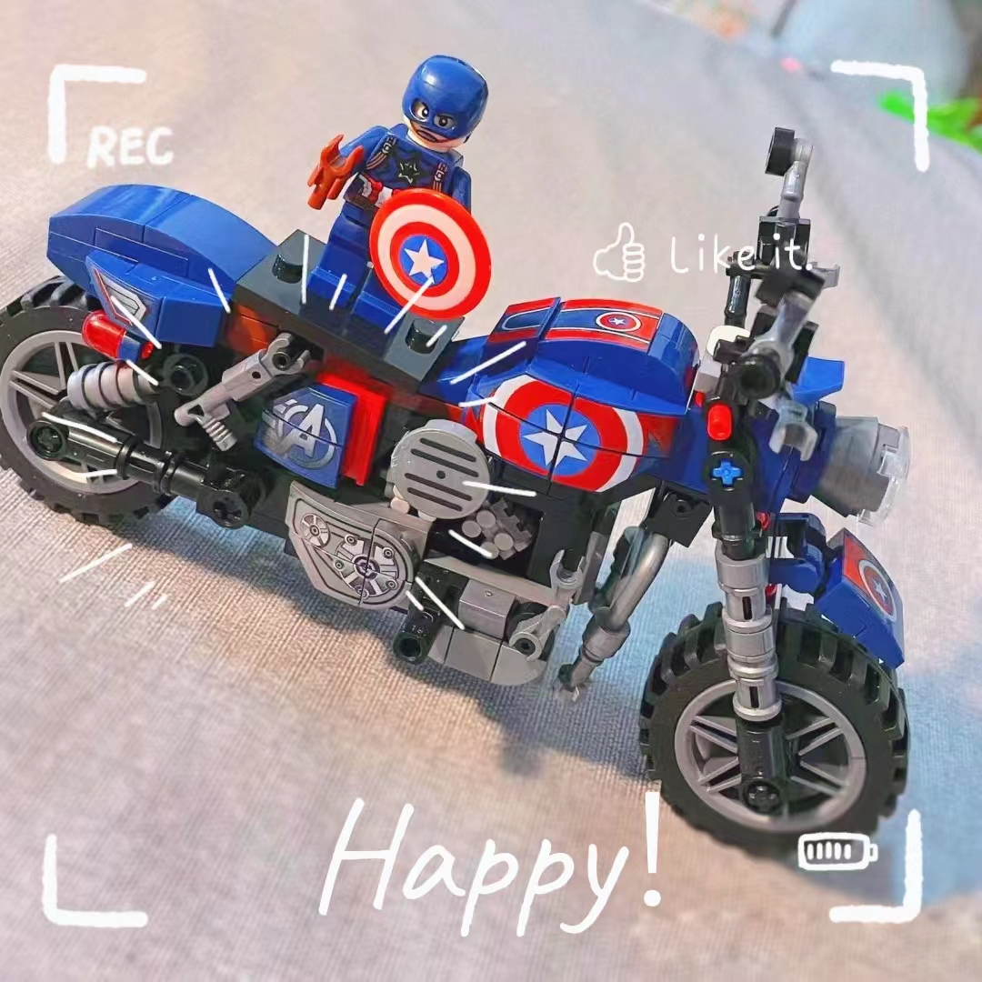 中国のビルディングブロックオートバイ子供の教育組立画像モデルおもちゃ少年少女アイアンマンの誕生日プレゼント
